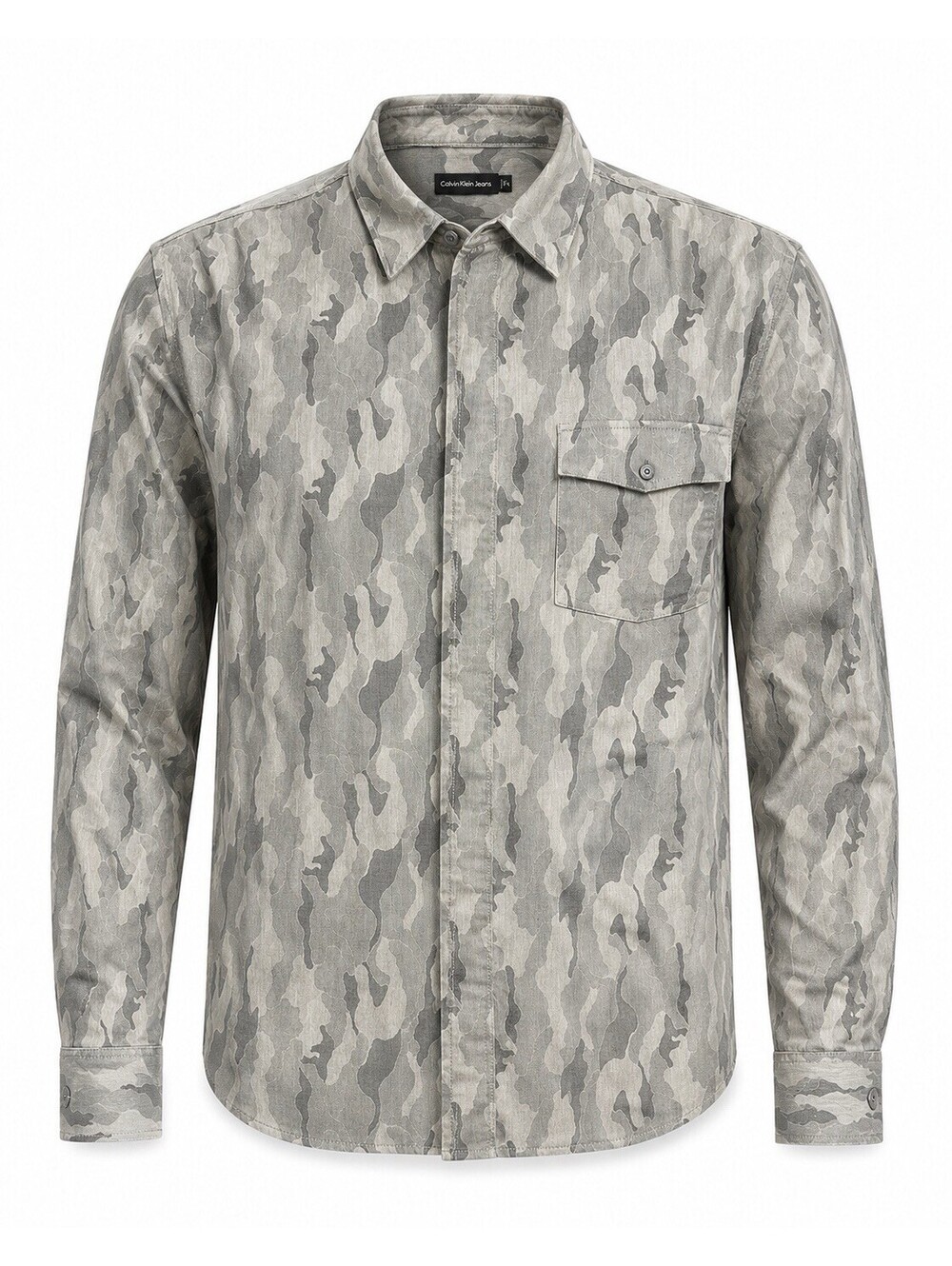 Calvin Klein Jeans Men’s 3XL Gray Camo Long Sleeve Button Up Shirt CKJ